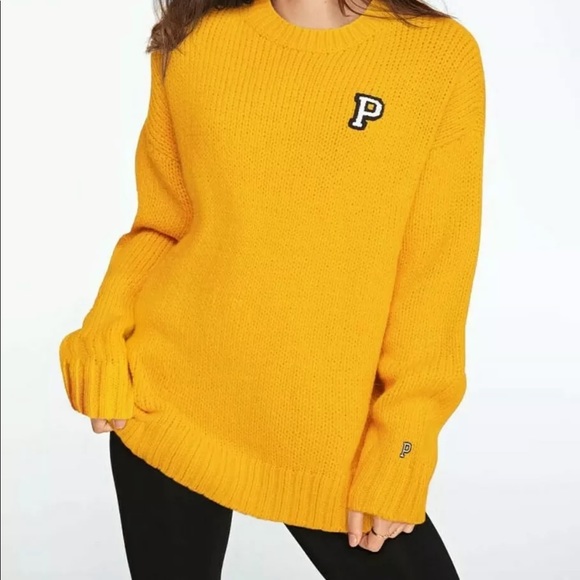 pink victoria secret yellow sweater